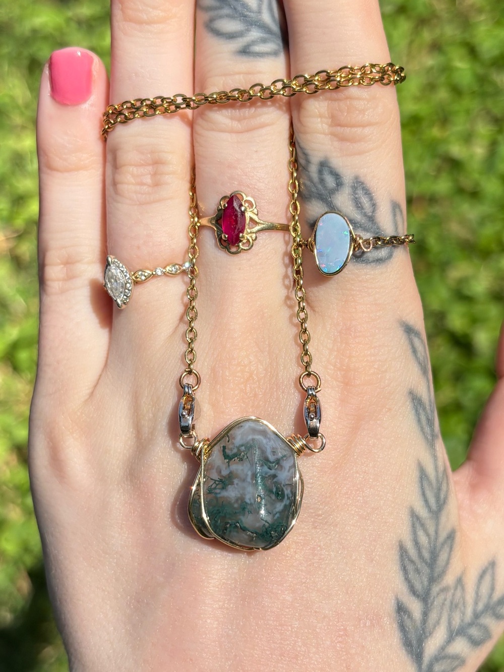 Moss agate interchangeable necklace